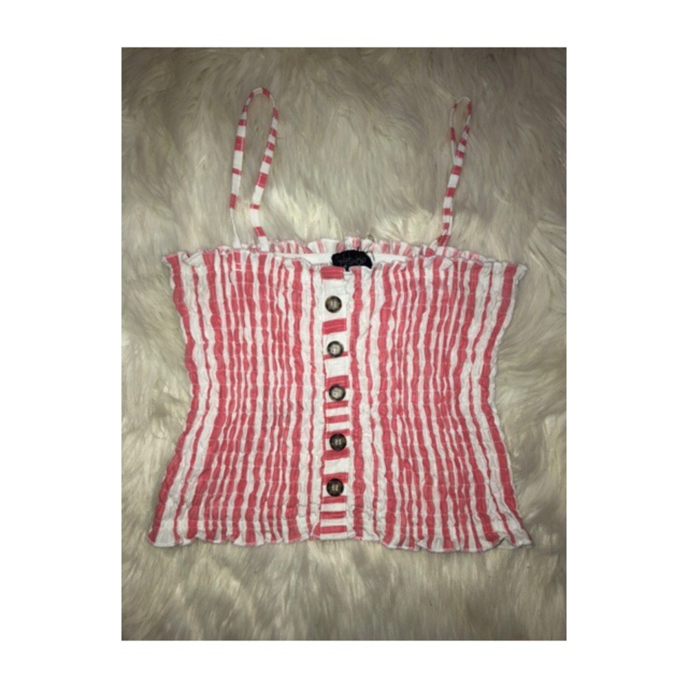 Topshop- Orange and white stripped crop top